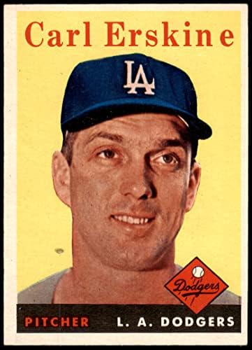 1958 Topps 258 Carl Erskine Los Angeles Dodgers (Baseball Kártya) EX/MT Dodgers