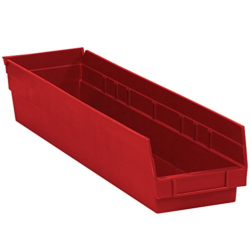 Top Pack szállítási Műanyag Polc Bin Doboz, 23 5/8 x 4 1/8 x 4, Piros (Csomag 16)