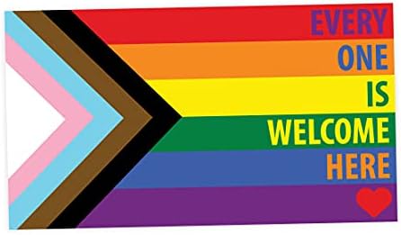 Szivárvány Minden Üdvözöljük a Haladás Pride Flag LGBTQ POC Transznemű Zászló - Vibráló Statikus Ragaszkodnak Ablak Ragaszkodnak - 5 cm