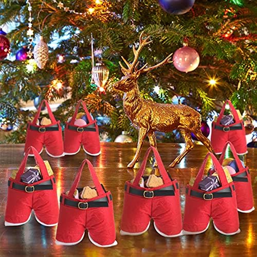 10 Darab Santa Nadrág Ajándék Táskák Kedves Mikulás Nadrág Karácsonyi ajándékot Táskák Hordozható Karácsonyi Édesség Táskák