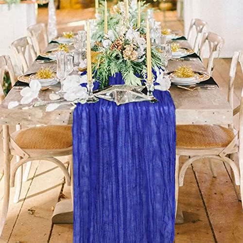 FANPROMS Fekete Géz asztali Futó Cheesecloth Szövet 10FT 2 DB asztali Futó Rusztikus Esküvői Dekoráció Régi asztali Futó Esküvői Boltív Chiffon