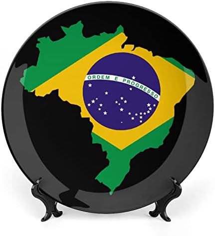 Brazil Zászló MapCustom Fotó porcelán Díszítő Lemez Személyiség Kerámia Tányér Mesterségek, a Nők, Férfiak, Ajándékok, Display Állvány