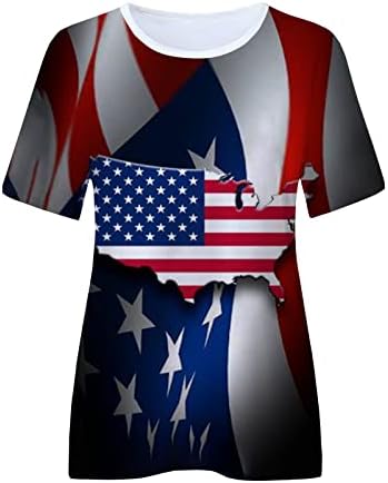Női Tunika Legfeljebb a 4. július Vicces Graphic Tee Rövid Ujjú Sleeve T-Shirt USA Zászló Nyomtatás Hazafias Blúz Felső