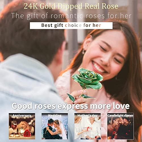 MAXSPT Ajándék, a Rózsa, 24 karátos Arany Rózsa Készült Igazi Rózsa Nagy Ajándék a Legjobb Ajándékokat, a Felesége, Zöld állvánnyal