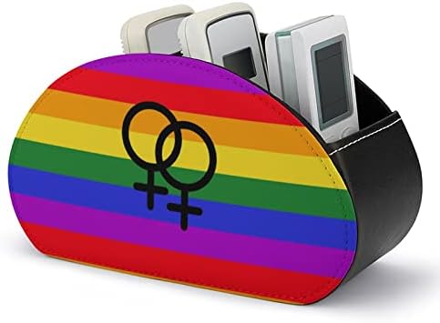 Leszbikus Büszkeség LMBT Zászló Nyomtatás Tv Távirányító Szervező Doboz Ellenőrzési Birtokosai PU Bőr 5 Rekeszes Tároló Tartály