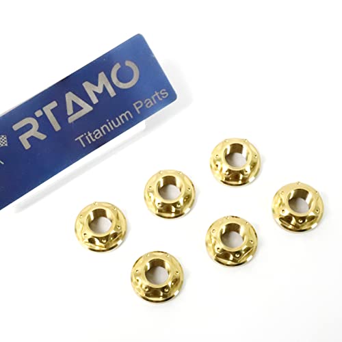 RTAMO M10×1.0 Titán Karima Nuts Hex Nuts-6DB készlet (Arany)