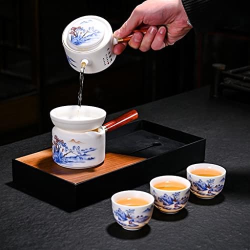CXDTBH Tea Set Set Fehér Porcelán Kung Fu Tea Set oldalfogantyú Fű Teát Bögre Szett díszdobozban, Ajándék