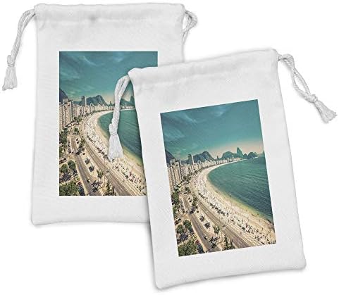 Ambesonne Vintage Strand Szövet táska 2, Copacabana Strand Ipanema cukorsüveg-Hegy, a Rio Híres Világ Strandok, Kis Zsinórral