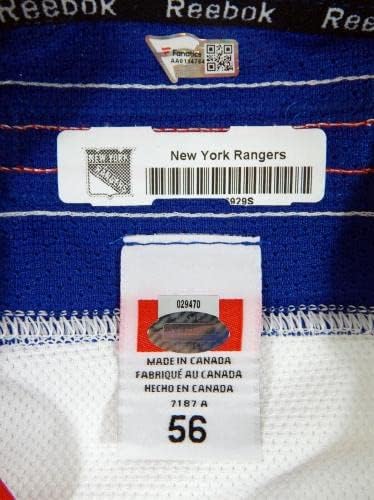 A New York Rangers Játék, Üres Kiadott Fehér Távol Jersey Reebok 56 DP40449 - Játék Használt NHL-Mezek