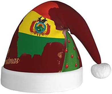 Bolívia Térkép Zászló Vicces Felnőttek Plüss Télapó Sapka Karácsonyi Kalap Női & Férfi Karácsonyi Ünnepi Kalap