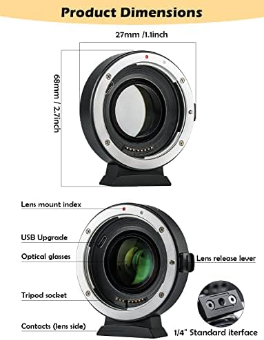 VILTROX EF-EOS M2 Speed Booster, 0.71 x Auto-Fókusz Canon EF Objektív EF-M Speedbooster Kompatibilis Canon EF, hogy az m50-ii m6