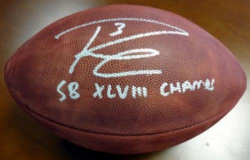 Russell Wilson Dedikált Super Bowl Bőr Futball Seattle Seahawks SB XLVIII Champs RW Holo Raktáron 72353 - Dedikált Focilabda