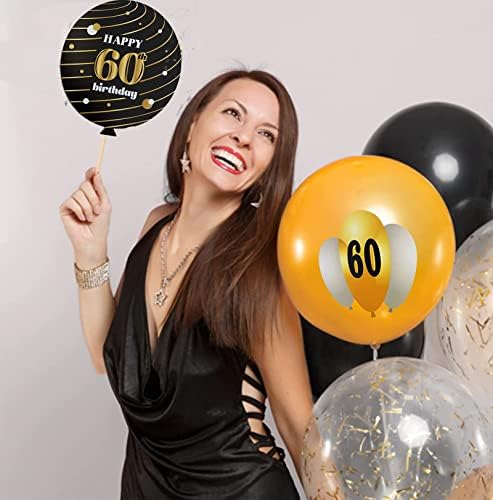 35PCS 60 Születésnapi Fotó Kellékek Fekete Műbőr Arany Boldog Szülinapot Dekoráció DIY Fotó Kellék Készletek Bottal a Szülinapi Buliba