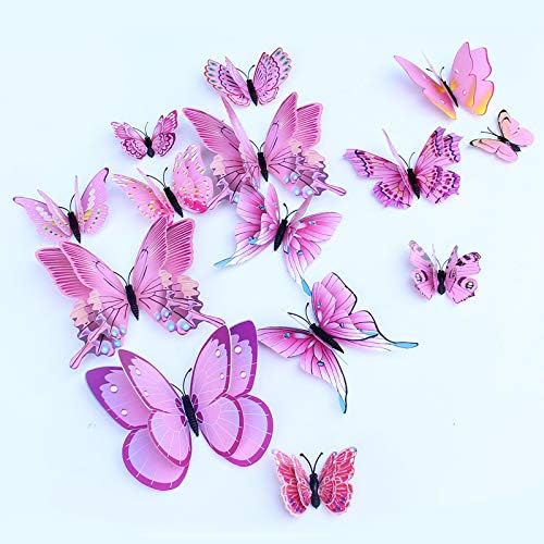 FOVSHNG 24PCS 3D Pillangó, Fali Dekor Pillangók Matricák Cserélhető Pillangós Fali Matricák, Lányok, Gyerekek, Hálószoba,