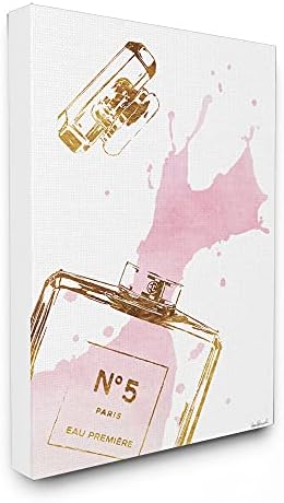 Stupell Iparágak Glam Parfümös Üveg Splash Rózsaszín Arany Feszített Vászon Wall Art, Büszkén Készült az USA-ban Nappali