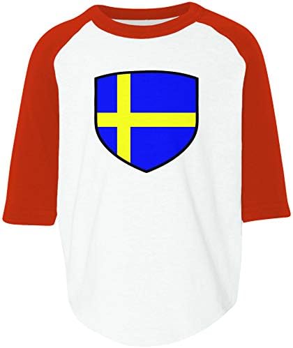 Amdesco Svédország Pajzs Svéd Zászló Kisgyermek Raglan Póló