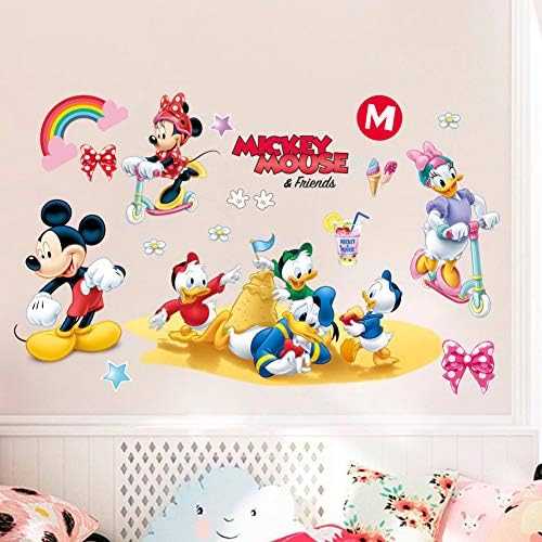 ZOTTEL Mickey Minnie Fali Matricák, 3D-s Rajzfilm Gyerekeknek Cserélhető Fali Matricák Gyerek Szoba Dekoráció Gyerekszoba Játszószoba