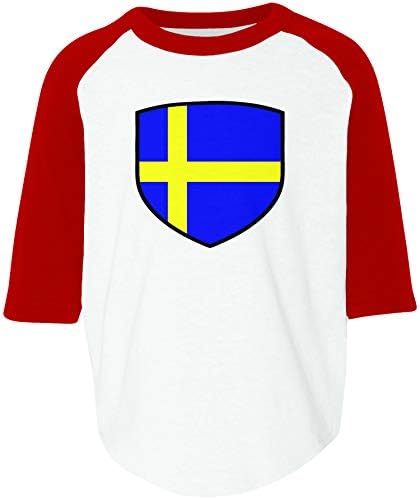 Amdesco Svédország Pajzs Svéd Zászló Kisgyermek Raglan Póló