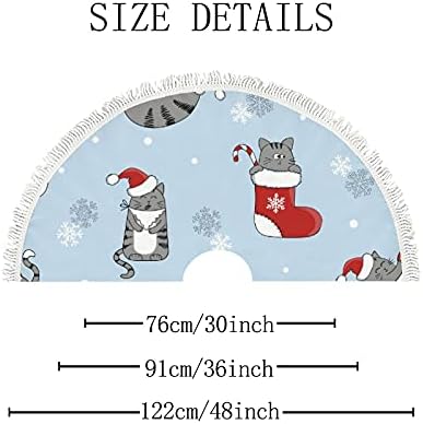 Vantaso karácsonyfa Szoknya Boldog Karácsonyt Aranyos Macskák karácsonyfa Szoknya Tassel Fa Szőnyeg Fél lakberendezés 48 inch