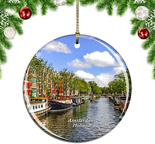Weekino Holland Csatorna Amszterdam Karácsony, Karácsonyfa Dísz, Dekoráció Lógó Medál Dekoráció Város Utazási Szuvenír Gyűjtés