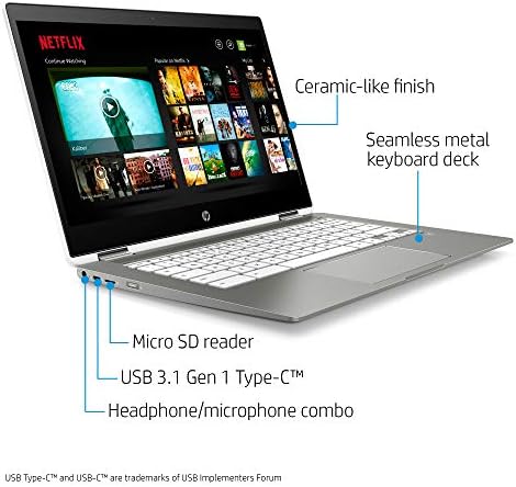 HP Chromebook x360 14 hüvelykes HD Érintőképernyős Laptop, Intel Celeron N4000, 4 GB RAM, 32 GB-os eMMC, Króm (14b-ca0010nr, Kerámia Fehér/Ásványi
