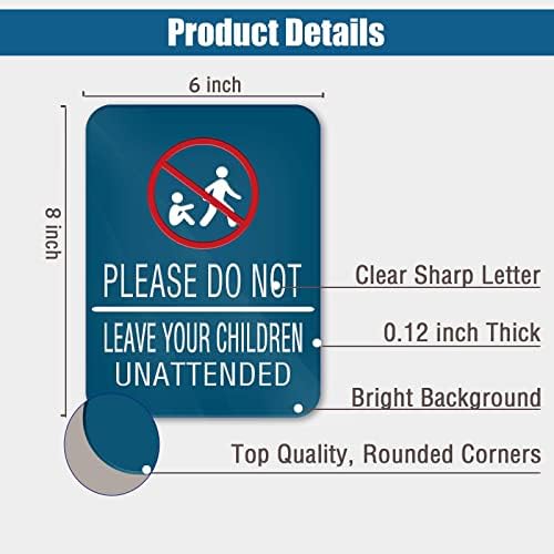 Kérjük, Ne Hagyják, hogy A Gyerekek Felügyelet nélkül Jele Kék 6x8?Önálló Stick Ajtó, Fal Címkék Jel Irodák, Vállalkozások Háza
