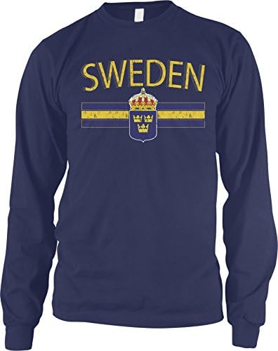 Amdesco Férfi Svédország Lobogója Ország, Címer, svéd Karja Hosszú Ujjú Póló
