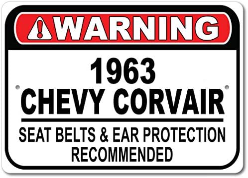1963-ban 63 Chevy Corvair biztonsági Öv Ajánlott Gyors Autó Alá, Fém Garázs Tábla, Fali Dekor, GM Autó Jel - 10x14 cm