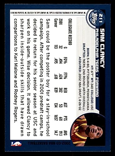 2002 Topps 211 Sam Clancy Philadelphia 76ers (Kosárlabda Kártya) NM/MT 76ers USC