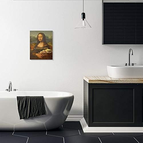 Stupell Iparágak Mona Lisa Mosoda Vicces Klasszikus Festmény Design által Tervezett Patrick Reid O ' Brien Wall Art, 16 x 20,