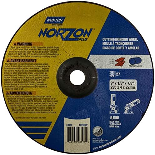 Norton 66253048896 9x1/8x7/8. NorZon Plusz SGZ CA/ZA Csiszolás, Vágás Kerekek, Típus 27, 24 Finomság, 20 csomag