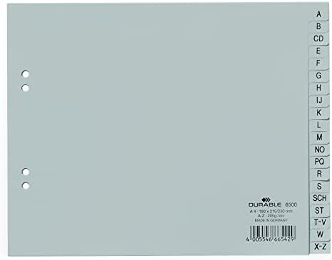 Tartós 650010 A-Z Polipropilén (PP) Index A4-es Részben Lefedő 215/230 x 180 mm, 20 Lap, Csomag 20