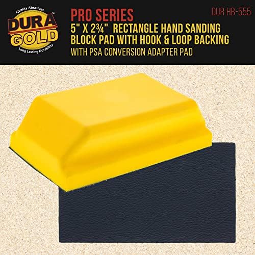 Dura-Gold Pro Series Téglalap 5 x 2-3/4 Kézi Csiszoló Pad tépőzáras Hordozó, valamint a PSA Adapter Pad & 800-As Finomság PSA Longboard Smirgli