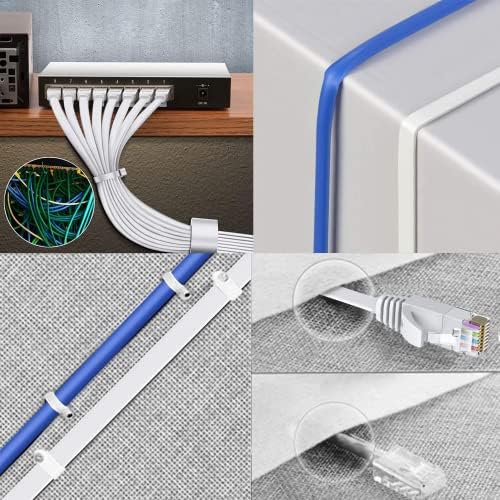 BUSOHE Cat6 Ethernet Kábel 25 FT 2Pack Fehér, Macska-6 Lapos RJ45 Számítógép, Internet LAN Ethernet Hálózati kábel Patch