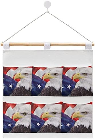 Sas Amerikai Zászló Fali Szekrényben Lógó Tároló Táska 6 Zsebbel, Vászon, Pamut, Az Ajtó Felett Szervező Tasak Hálószoba Fürdőszoba