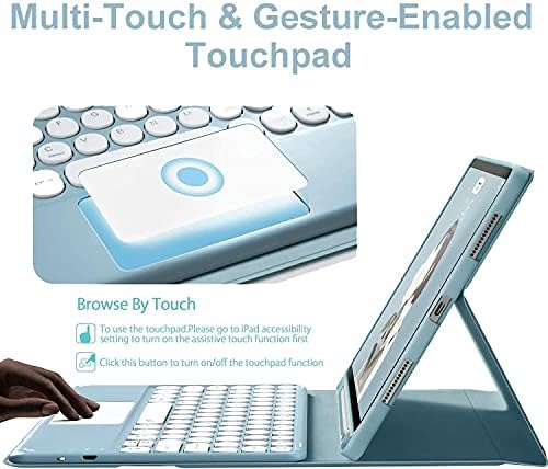 QIYIBOCASE iPad 10 Generáció 2022 Esetben a Trackpad Billentyűzet, Folio Stand Smart Cover a tolltartó, Touchpad Kerek Gomb Mágnesesen