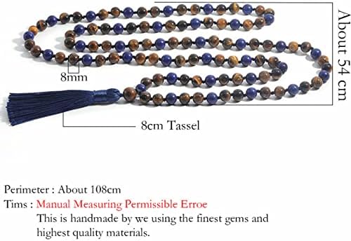 Acxico 1 db Sárga Tigris Szeme Lapis Lazuli Drágaköveket Tibeti Buddhista 108 Rózsafüzér Mala Nyaklánc