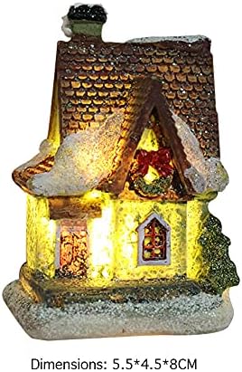 RNUQAW Karácsony, Mikulás, Hó Ház Világító LED karácsonyfa Falu Figurák