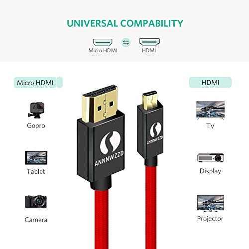 ANNNWZZD Mikro HDMI-HDMI Kábel 4k-60Hz a GoPro Hero 7 Fekete Hős 5 4 6, Raspberry Pi 4, Sony A6000 A6300 Fényképezőgép, Nikon B500,
