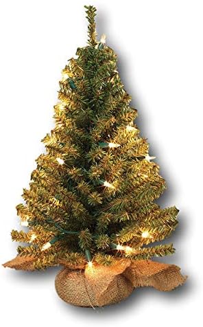 Gerson Előre világít Mesterséges 18 cm-es Fenyőfa vászonzsák Alap Asztali karácsonyfa