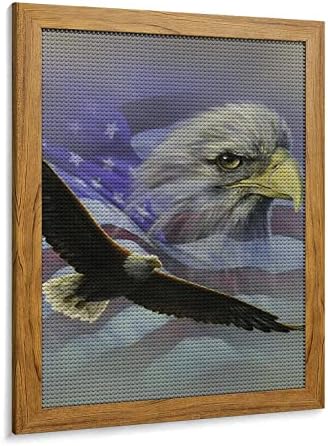 Amerikai Zászlót Kopasz Sas Gyémánt Art Festmény Kör Teljes Fúró Kép Készletek Mű Fal Haza Nappali Dekoráció Kerettel