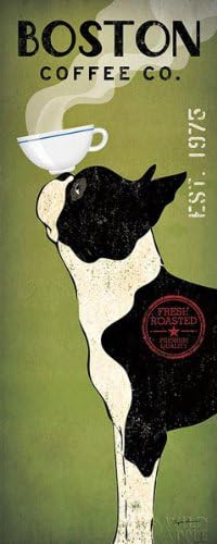 Boston Terrier Kávé Co Panel Ryan Fowler Vintage Hirdetések Kutyák Háziállatok Poszter Nyomtatása 8x20