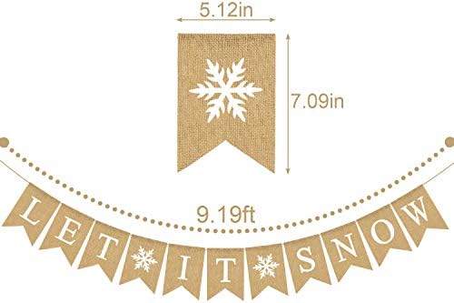 Rainlemon Juta Zsákvászon hull a Hó Banner a Hópehely Téli Karácsonyi Party Kandalló Kandalló Koszorú Dekoráció