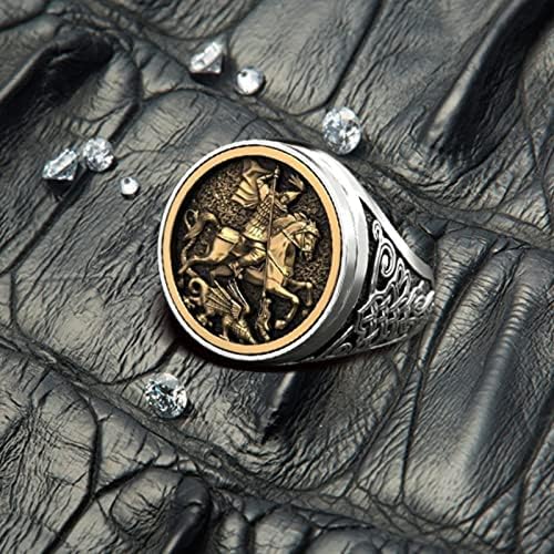 Rozsdamentes Acél Gyűrű a Férfiak a Nők Vintage Ezüst Vaskos Gyűrű Egyedi Antik Gravír Zenekar Unisex Gyűrű, Ékszerek (E, Egy Méret)