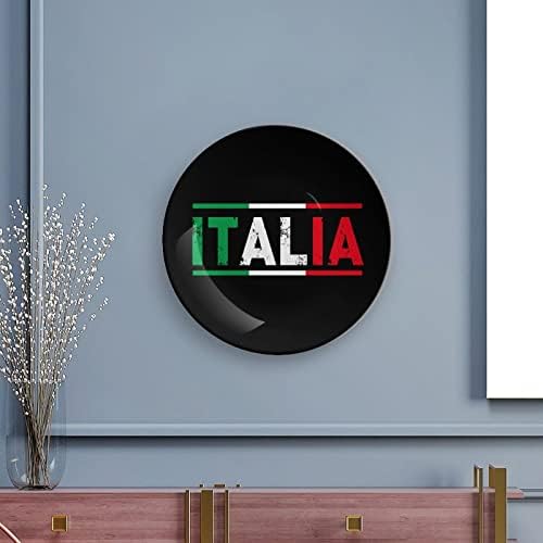 Olaszország Zászló Személyre szabott Kínai porcelán Egyedi Kerámia Díszítő Lemezek Haza Kerek Lemez Kijelző Állni 7inch