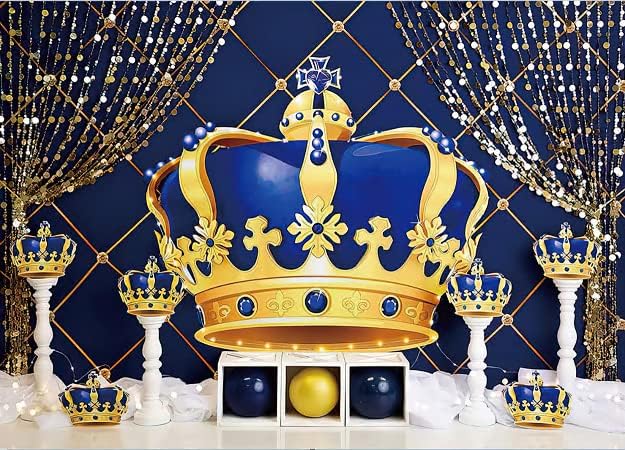 Királyi Herceg Baba Zuhany Hátteret, Royal Kék, Arany Király Korona Party Dekoráció Arany Függöny Kis Herceg Fiú Születésnapi Party Dekoráció