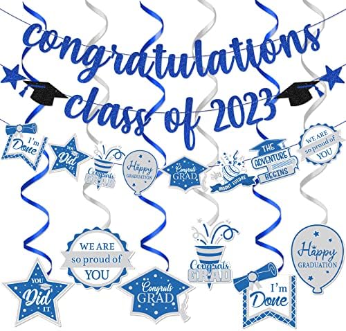 Kék-Fehér Érettségi Party Dekoráció 2023 Gratulálok Osztály 2023 Banner Kék Ballagás Dekoráció Osztály 2023 Gratulálok Diplomás Dekoráció