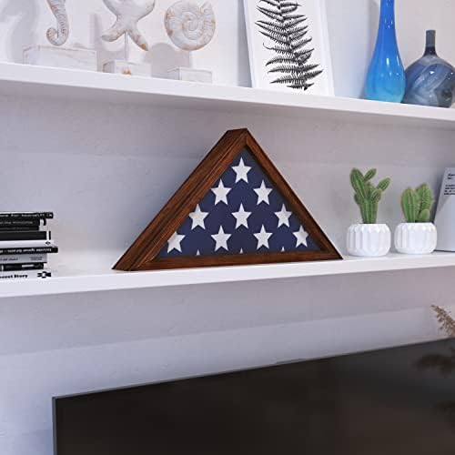 A Flash Bútor Sheehan Emlékmű Zászló kirakat - Rusztikus Barna, tömörfa Katonai Zászló Kijelző Esetében 9.5 x 5 Amerikai Veterán