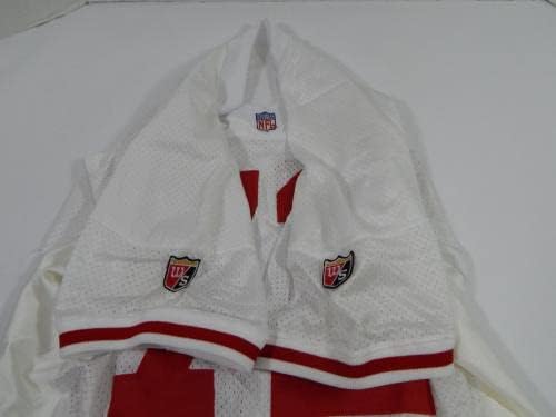 1995-ben a San Francisco 49ers Oliver Barnett 72 Játék Kiadott Fehér Jersey 50 DP34390 - Aláíratlan NFL Játék Használt Mezek