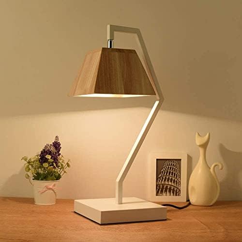 LED-es Éjjeli Lámpa Kreatív Tömör Fa Tanulmány Olvasás Táblázat Lámpa E27 Északi Fehér Fém Vas Hálószoba ágy mellett, Asztali